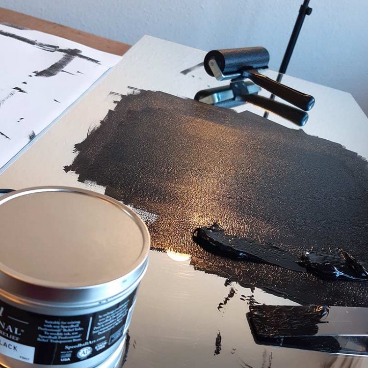 Encrage d'une plaque de lino